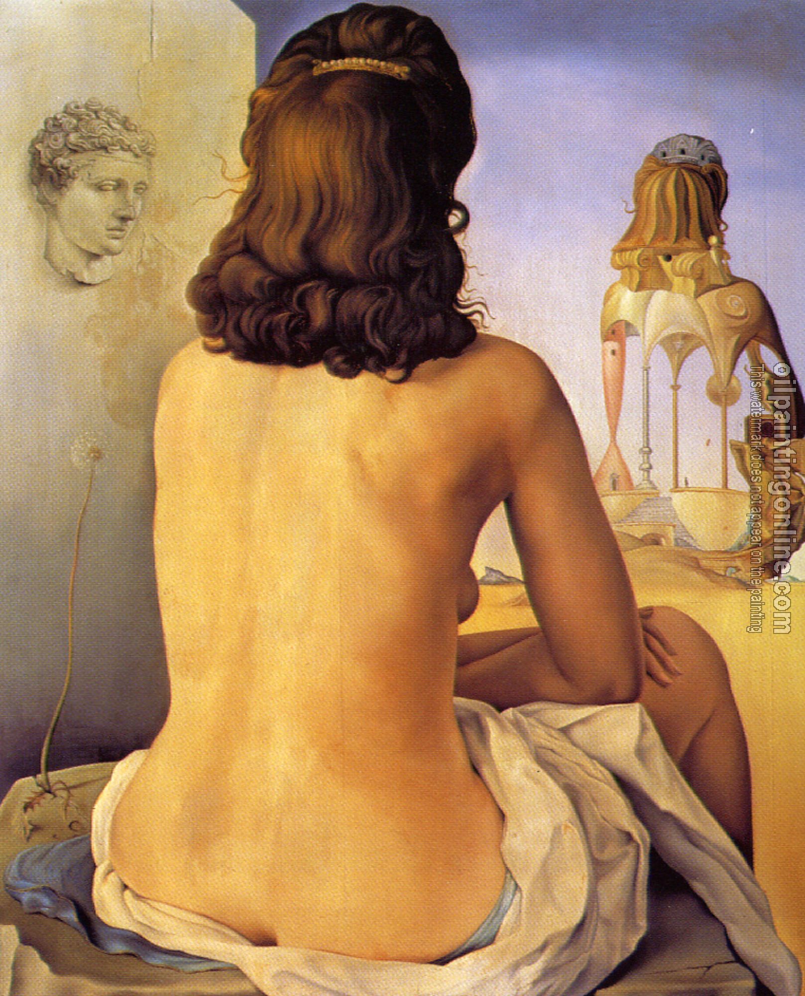 Dali, Salvador - My Wife, Nude,Contemplating Her Own Flesh Becoming Stairs,Three Vertebrae of a Column,Sky,and Architecture